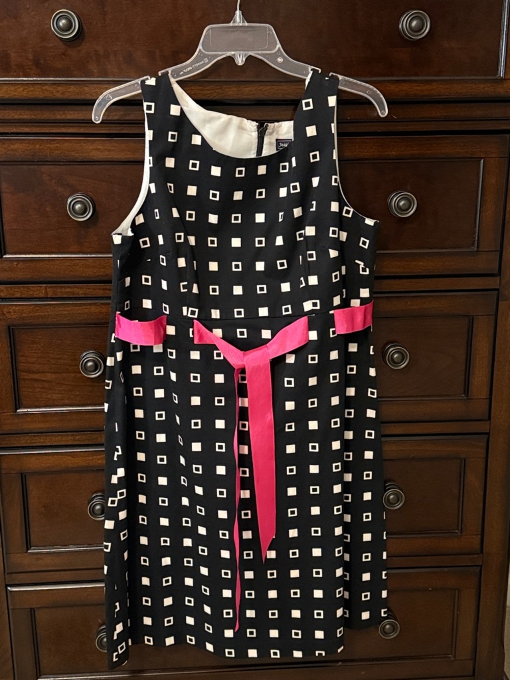 Stylish Black and white with Pink Sash Dress